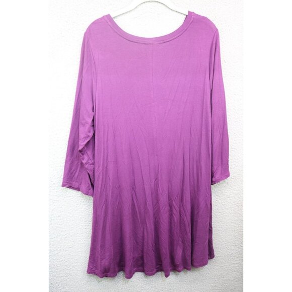 LOGO by Lori Goldstein 3/4 Sleeve Purple Tunic-Pockets-Size 1X - Picture 9 of 11